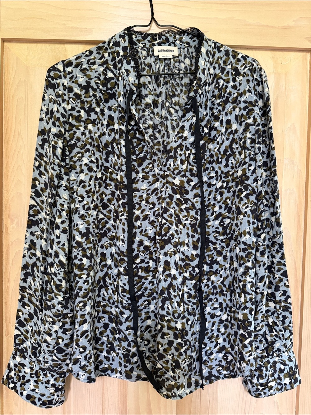 Zadig & Voltaire Tink Leo Crinkle Animal Print Blouse, M